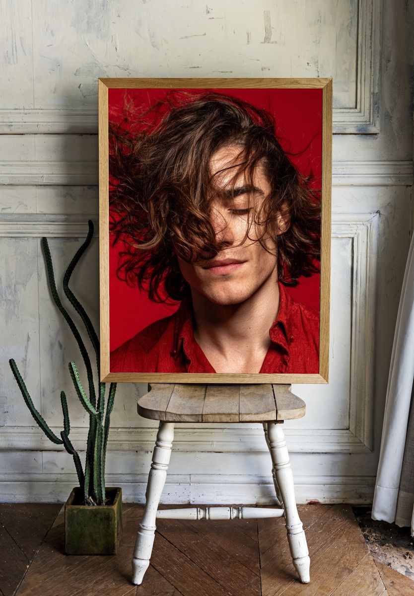 Red Portrait Photography Poster. room preview