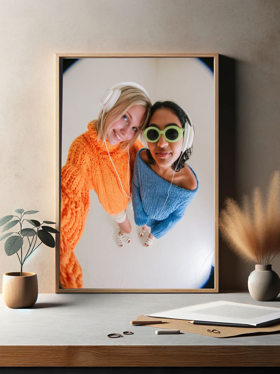 Playful Friends Portrait Poster. — room view 2