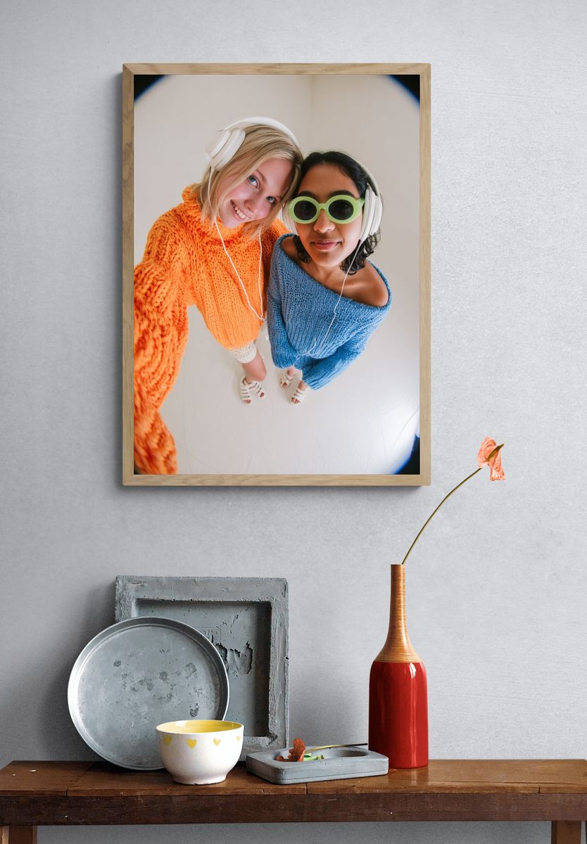 Playful Friends Portrait Poster. — room view 3