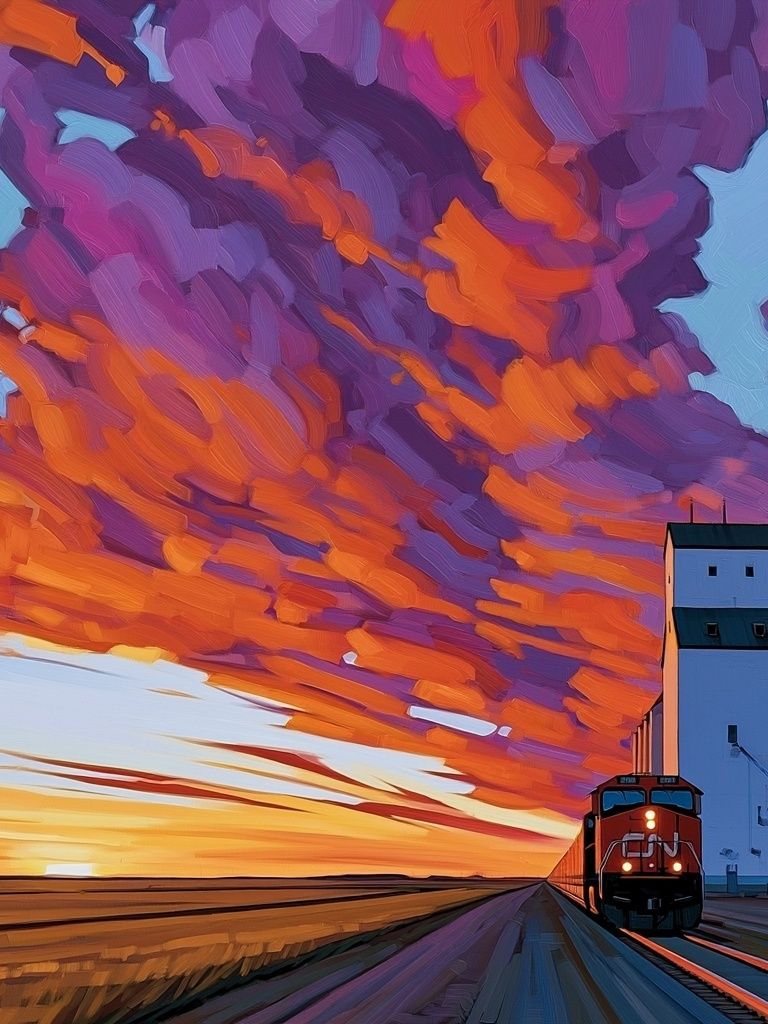 Sunset Freight Train Photography Poster. poster — photography art