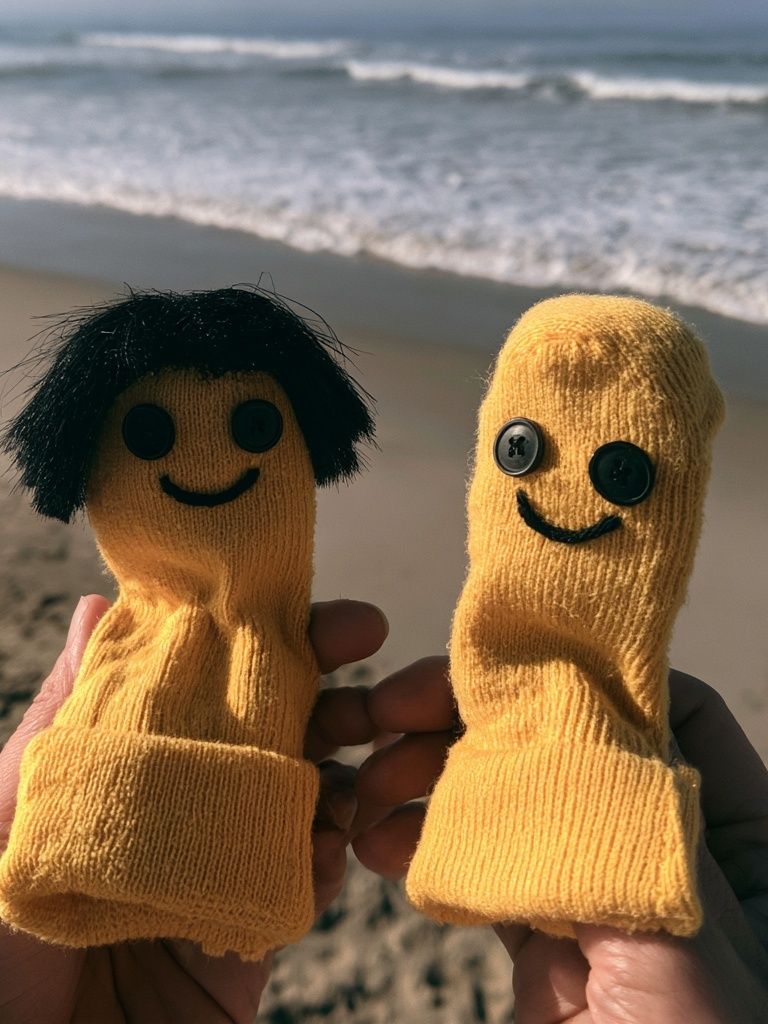 Beach Sock Puppets Photography Poster. poster detail