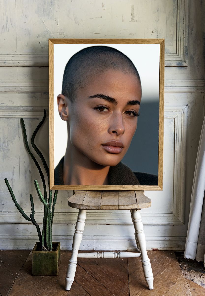 Shaved Head Portrait Photography Poster. — room view 1