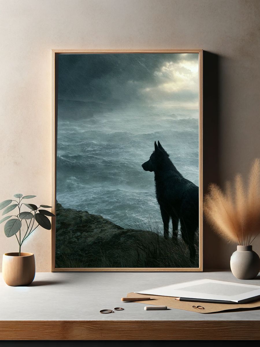 Stormy Coast Dog Photography Poster. — room view 2