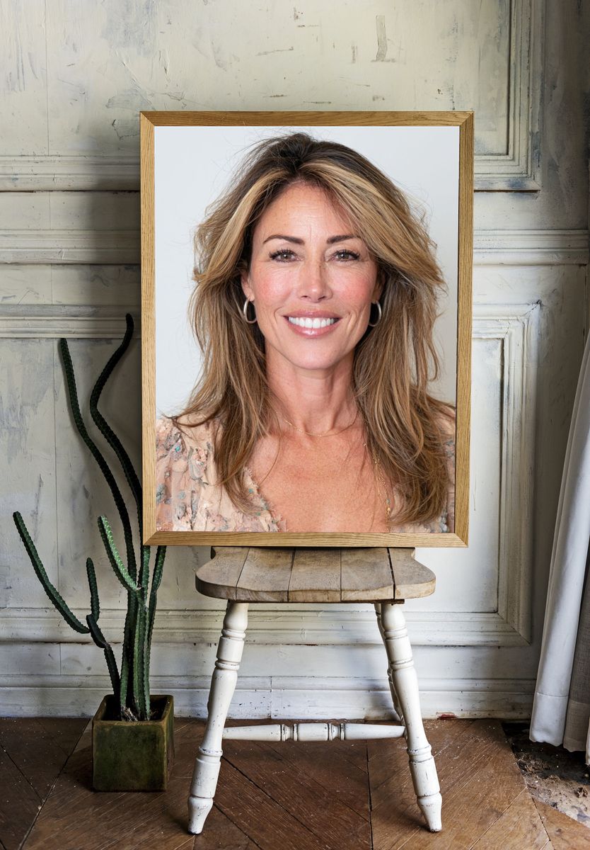 Smiling Woman Portrait Photography Poster. room preview