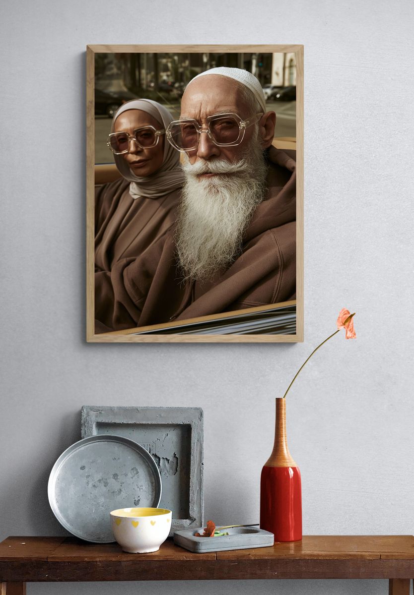 Elegant Portrait in Car Poster. — room view 3