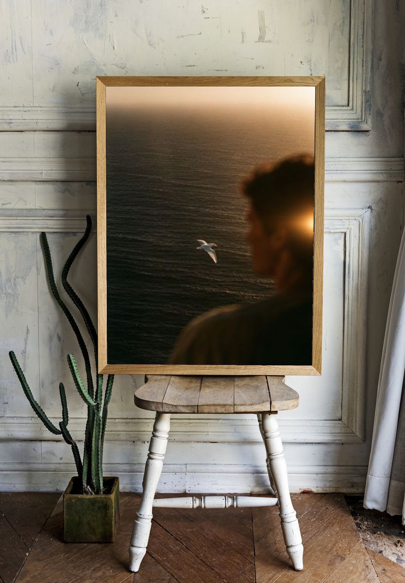 Seaside Silhouette at Sunset Poster. room preview