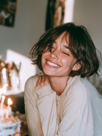Smiling Woman Portrait Photography Poster.