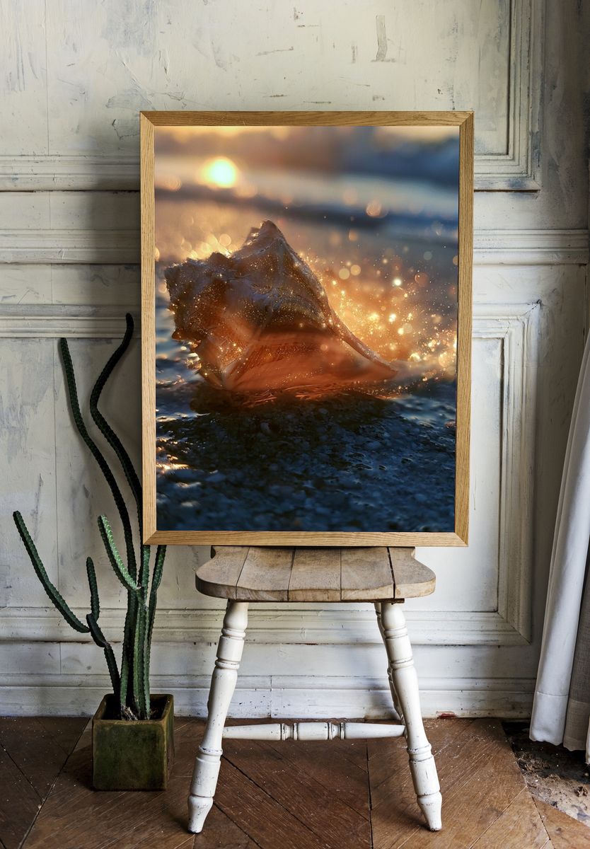 Seashell at Sunset Photography Poster. room preview