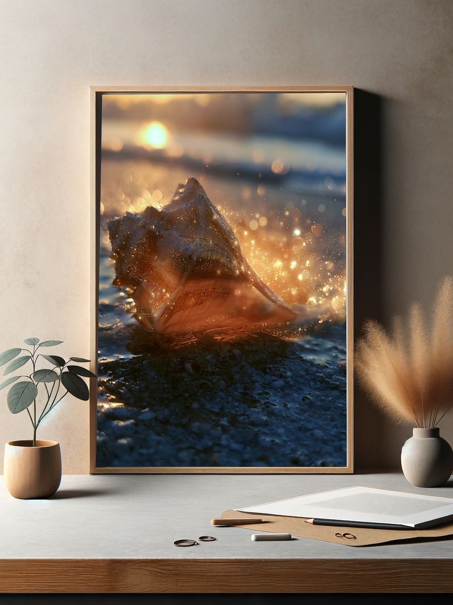 Seashell at Sunset Photography Poster. — room view 2