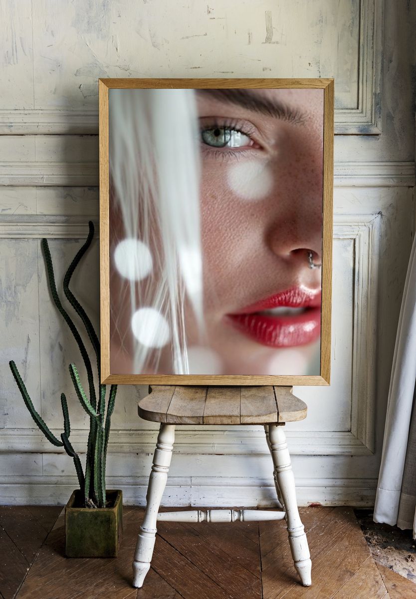 Freckled Portrait Photography Poster. — room view 1