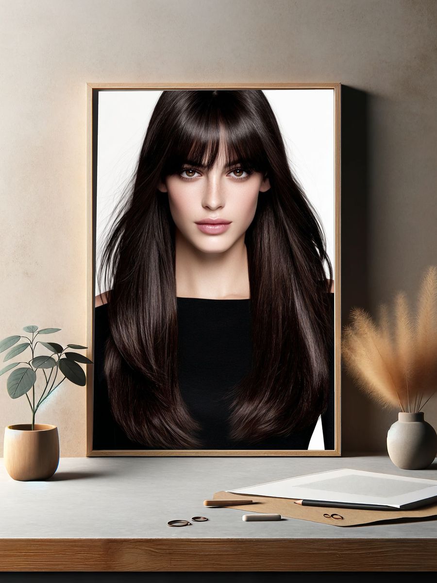 Elegant Brunette Portrait Poster. — room view 2