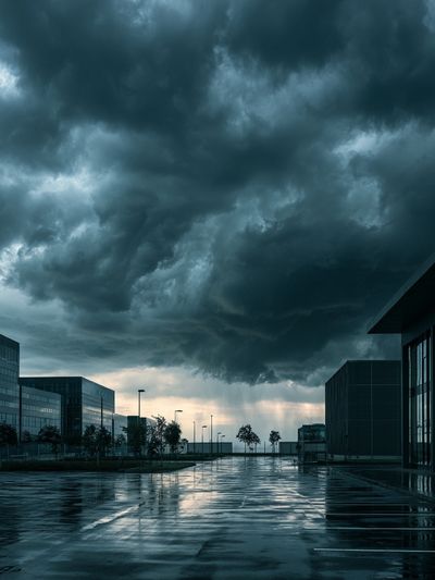 Stormy Cityscape Photography Poster.