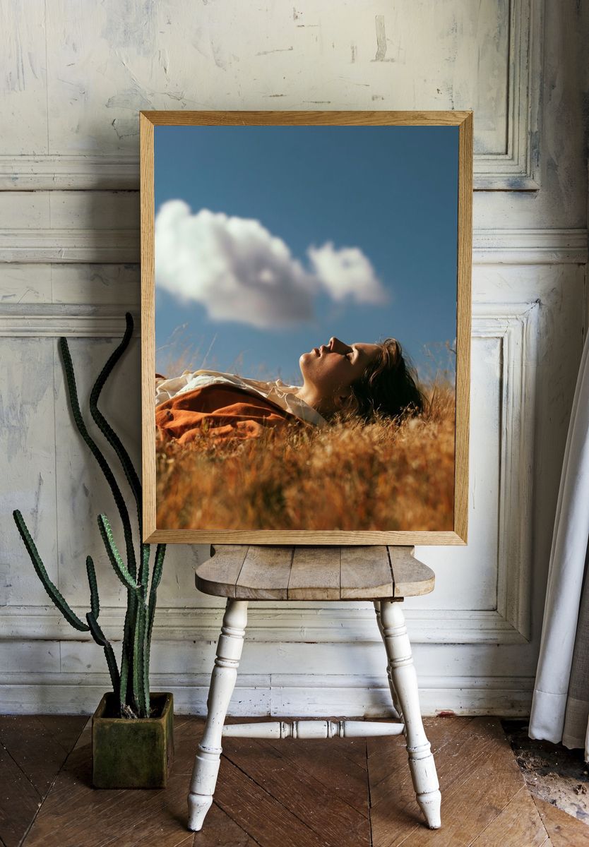 Sunlit Meadow Portrait Poster. room preview