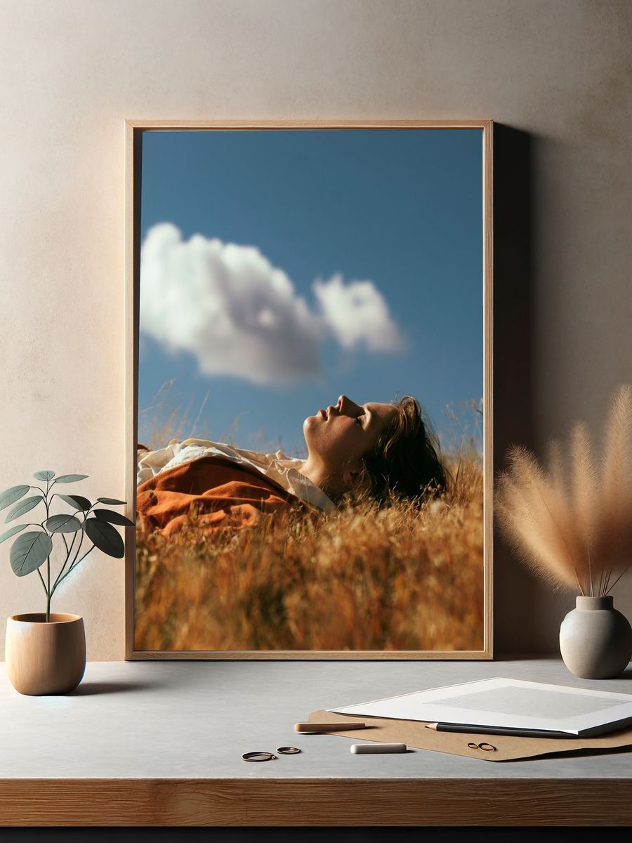 Sunlit Meadow Portrait Poster. — room view 2