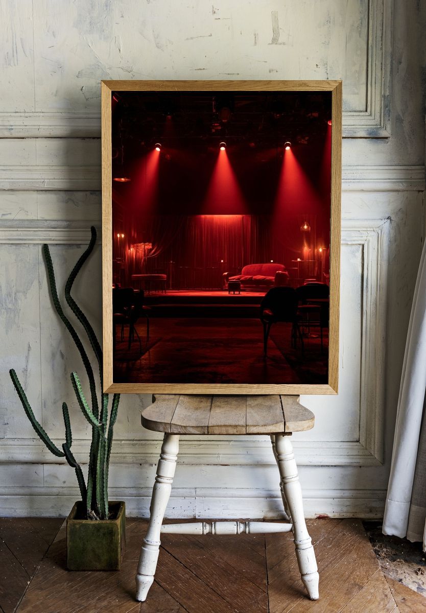 Red Stage Lounge Photography Poster. room preview