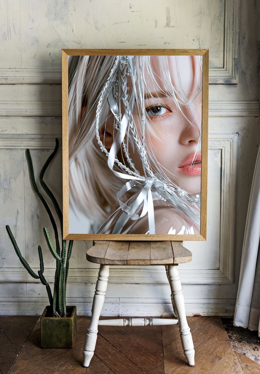 Dreamy Silver Portrait Print. — room view 1