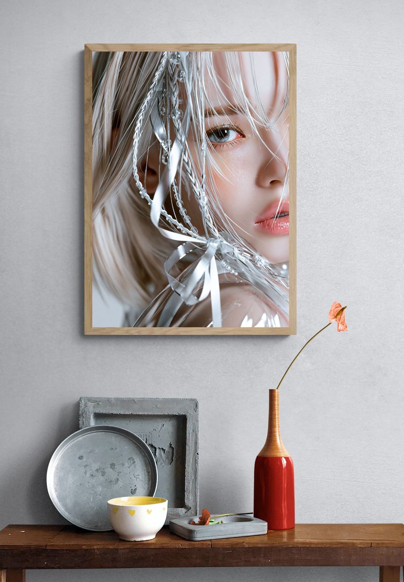 Dreamy Silver Portrait Print. — room view 3
