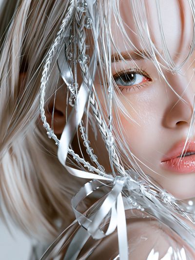 Dreamy Silver Portrait Print. poster