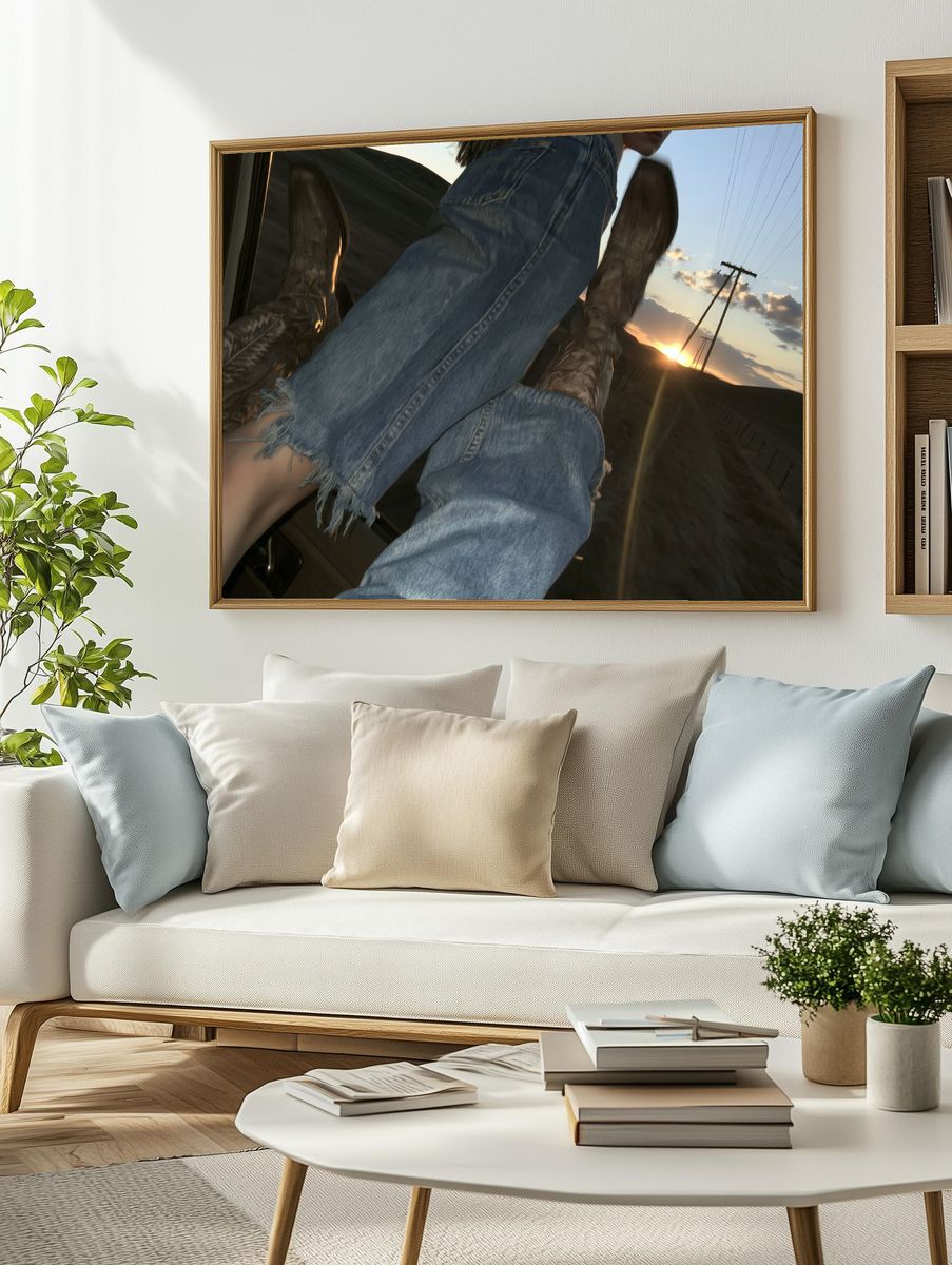 Sunset Denim Ride Photography Poster. — room view 2