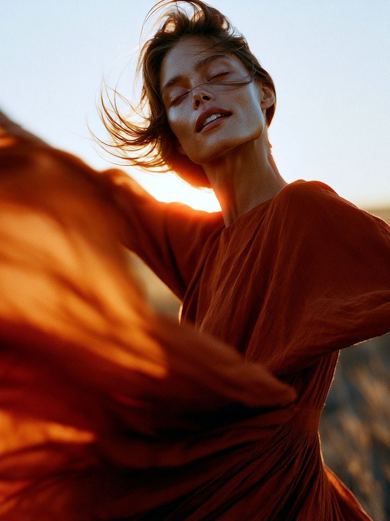 Windblown Woman Portrait Poster. poster detail