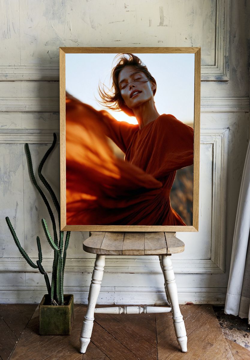 Windblown Woman Portrait Poster. — room view 1