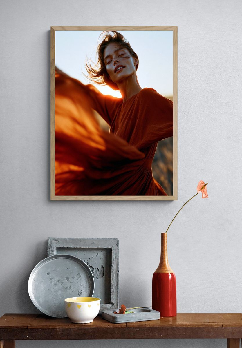 Windblown Woman Portrait Poster. — room view 3