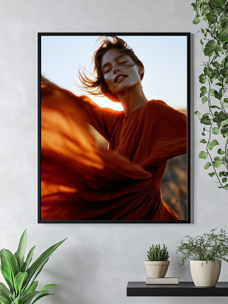 Windblown Woman Portrait Poster. — room view 4