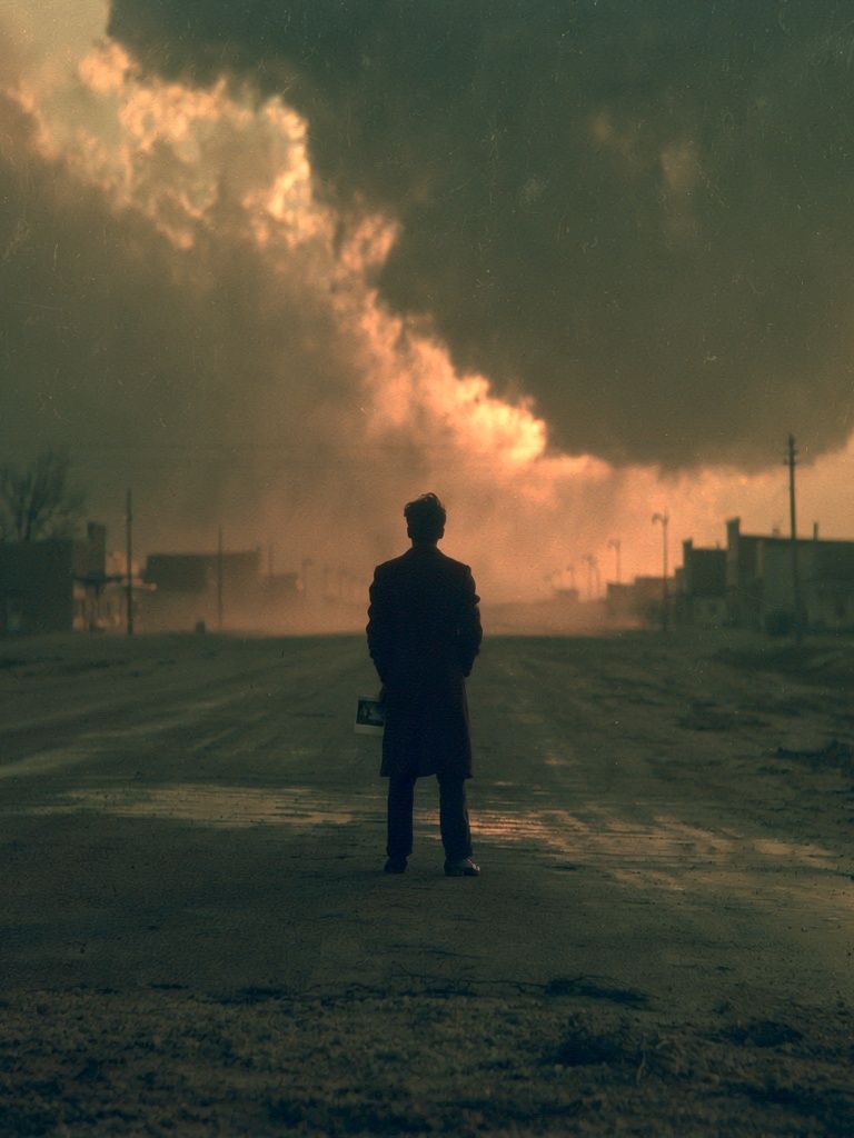 Solitary Figure at Dusk Photography Poster. poster detail