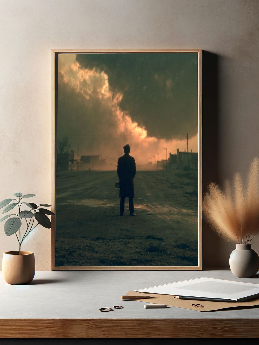 Solitary Figure at Dusk Photography Poster. — room view 2