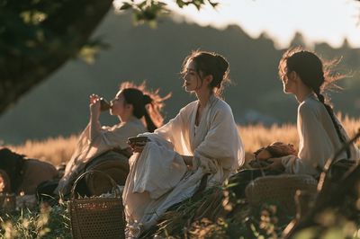 Sunlit Meadow Tea Gathering Print.