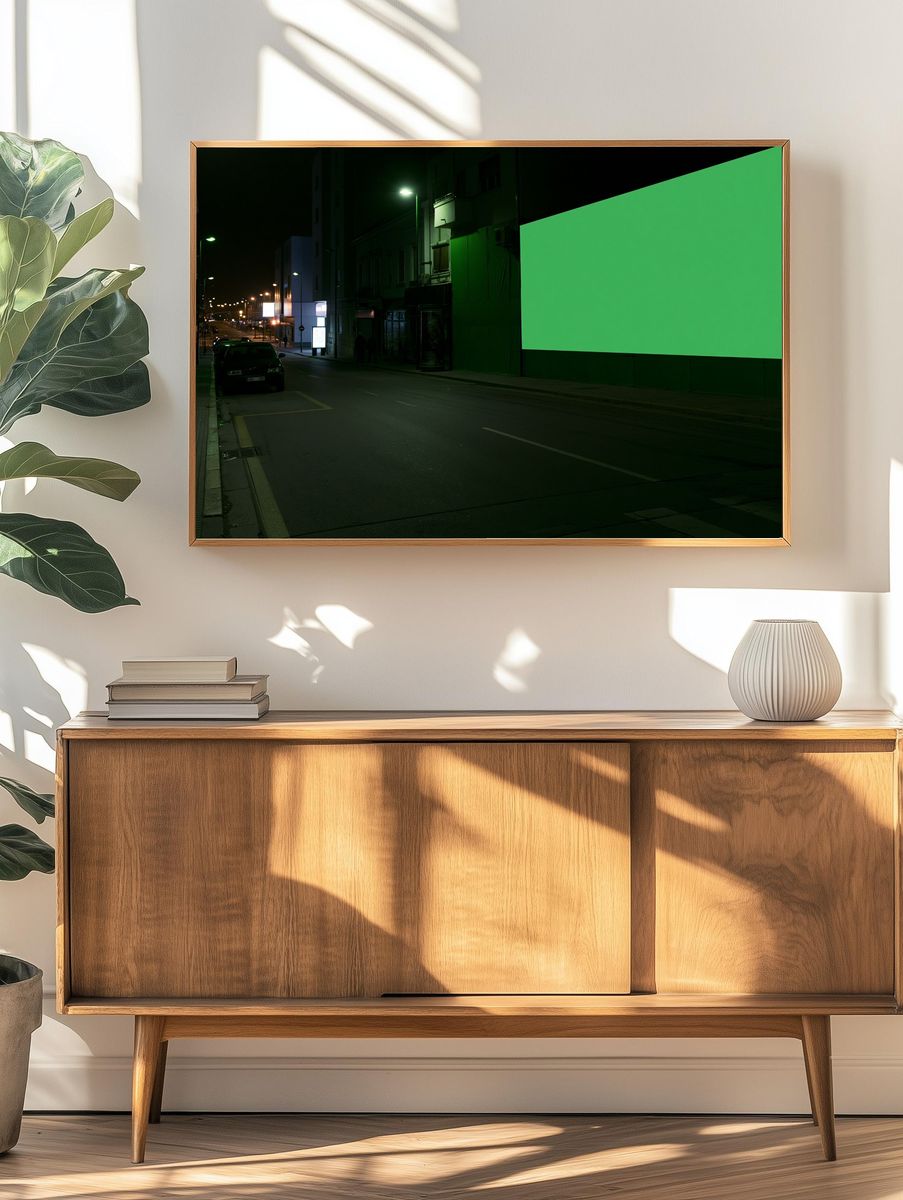Neon Green Night Street Photography Poster. — room view 3