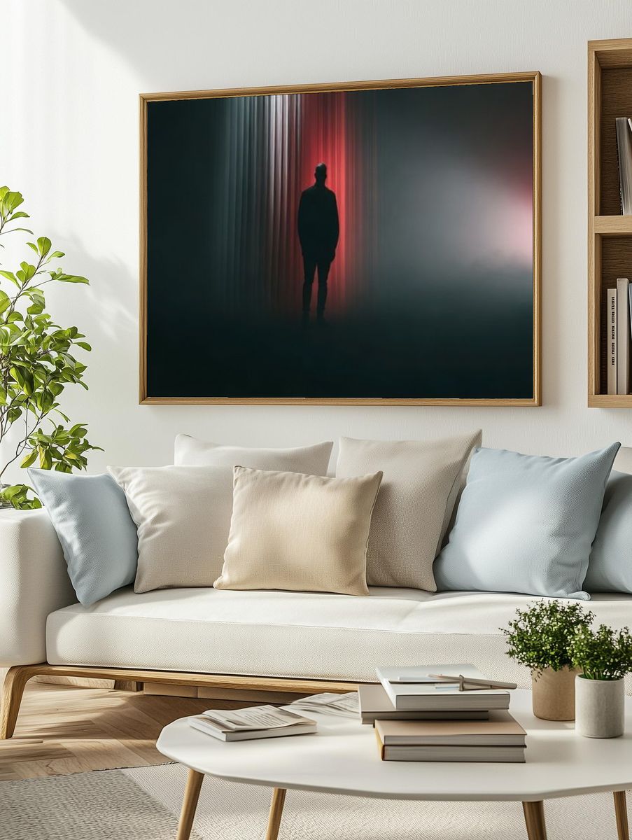 Silhouetted Figure in Red Light Print. — room view 2