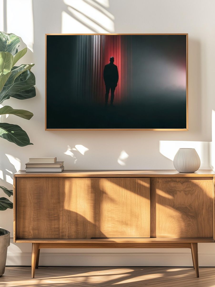 Silhouetted Figure in Red Light Print. — room view 3