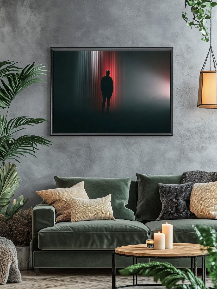Silhouetted Figure in Red Light Print. — room view 4