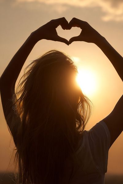 Sunset Heart Silhouette Photography Poster.