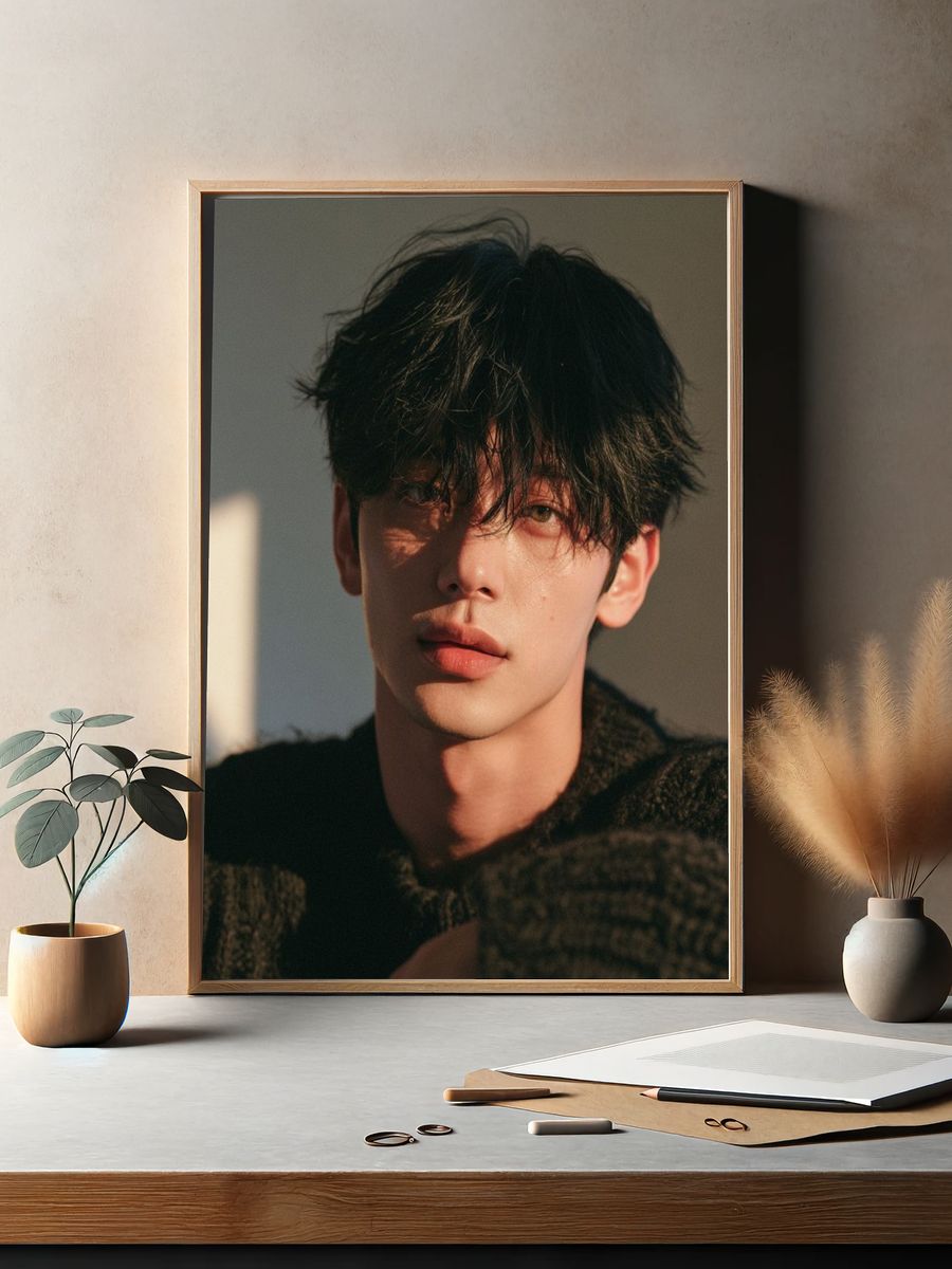 Moody Young Man Portrait Print. — room view 2