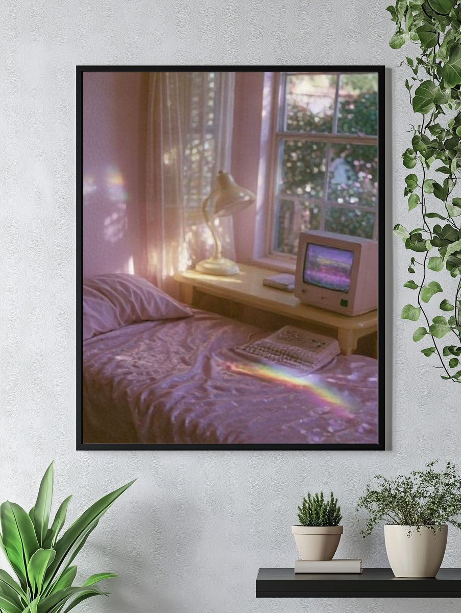 Dreamy Pastel Bedroom Photography Poster. — room view 4