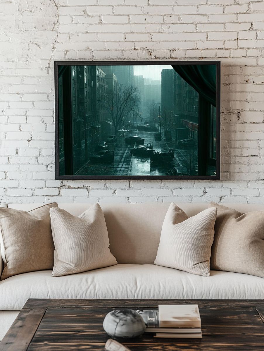 Rainy City Street Photography Poster. room preview