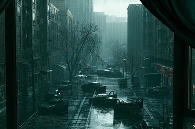 Rainy City Street Photography Poster. poster