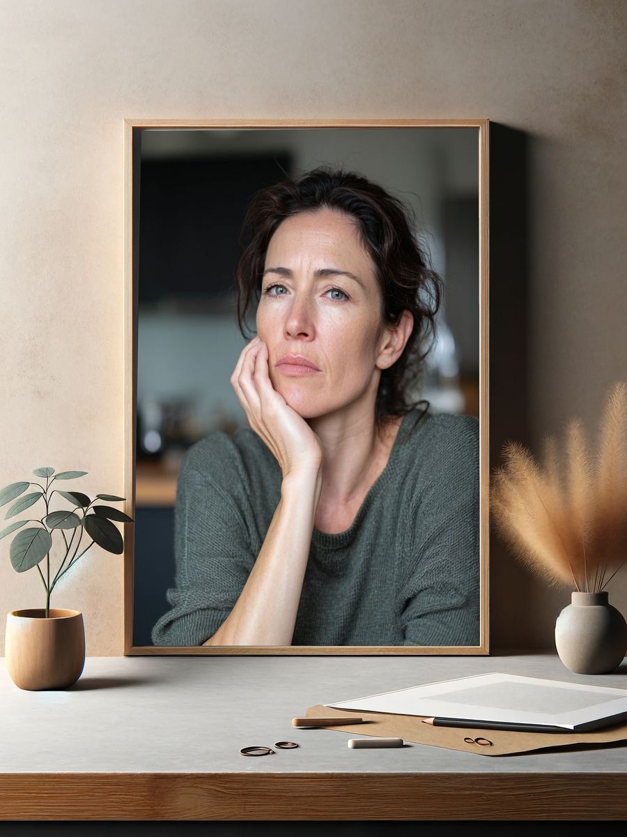 Contemplative Woman Portrait Print. — room view 2