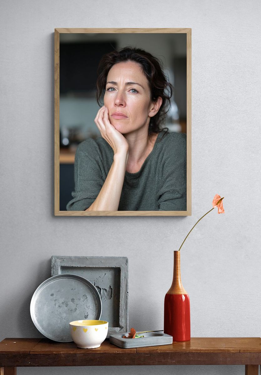 Contemplative Woman Portrait Print. — room view 3