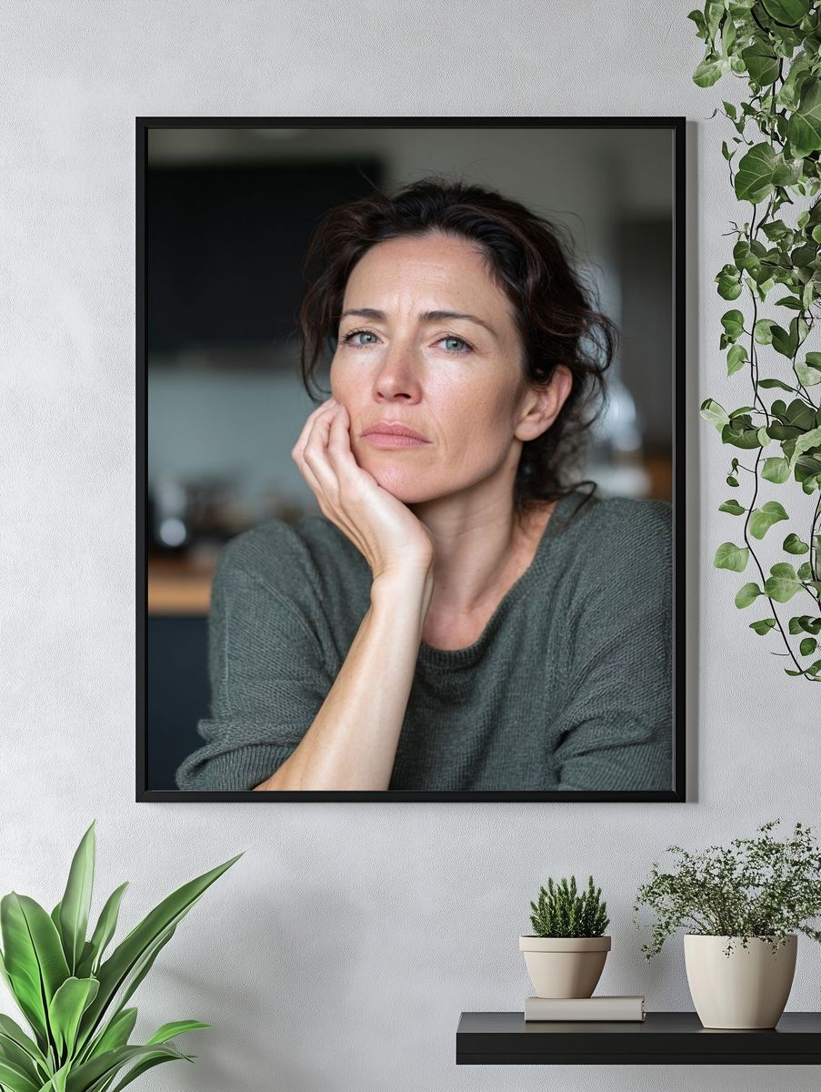 Contemplative Woman Portrait Print. — room view 4