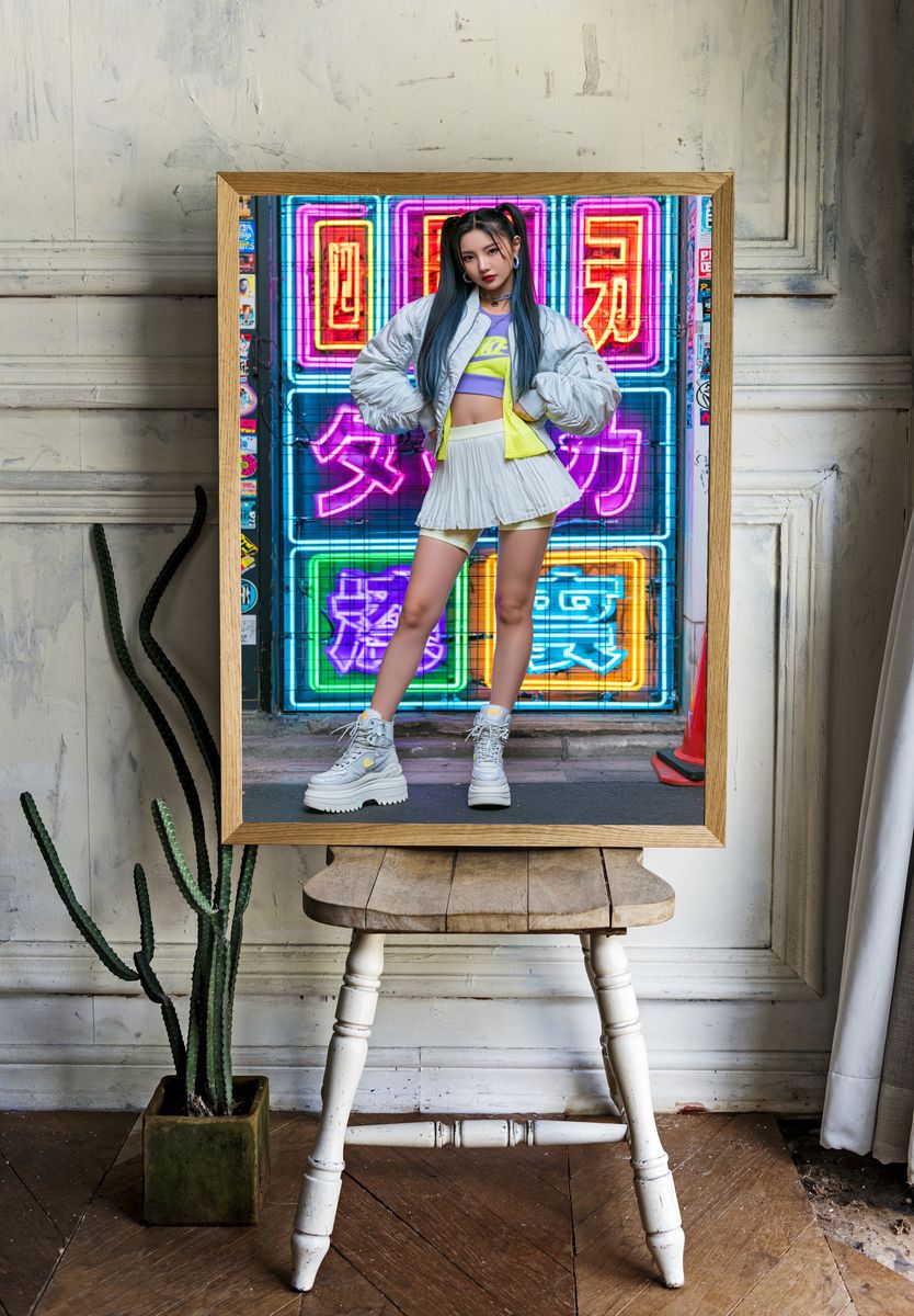 Neon Street Fashion Portrait Poster. room preview