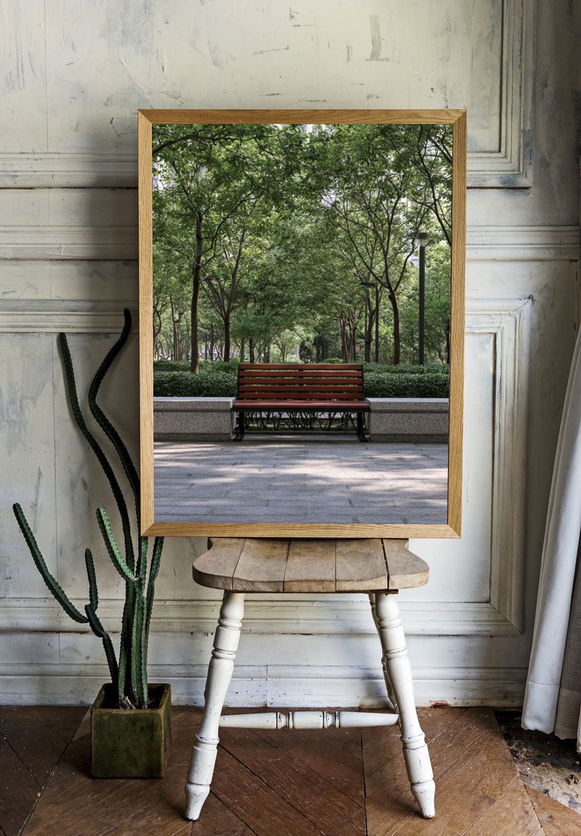 Urban Park Bench Photography Poster. room preview