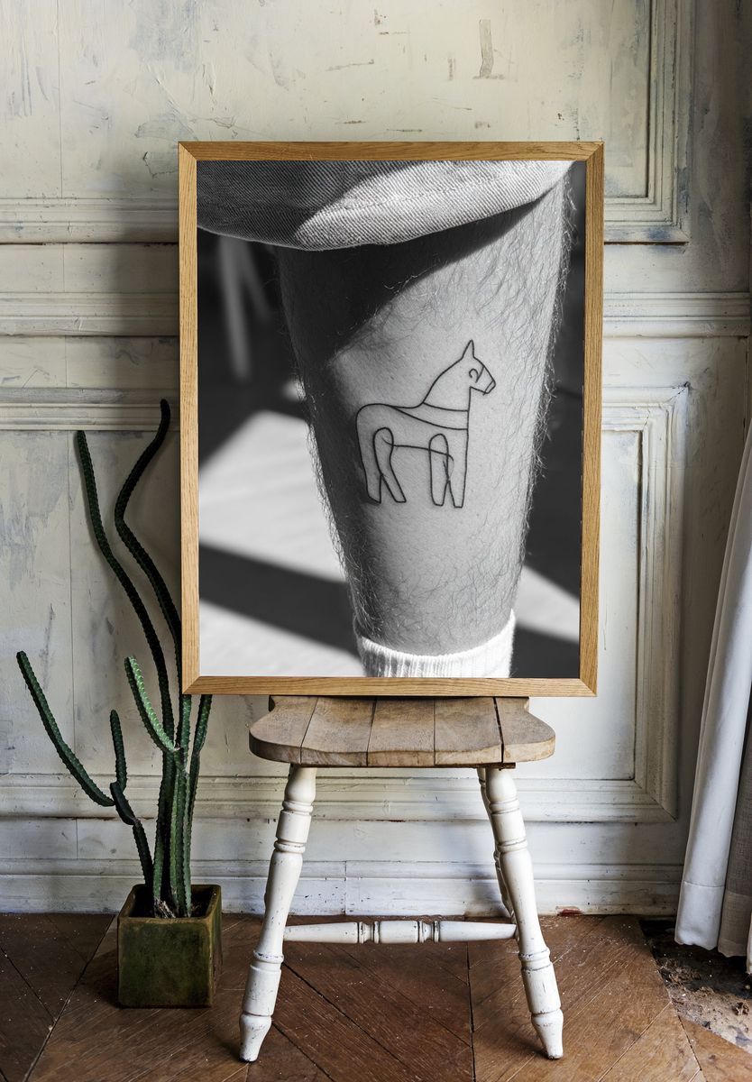Minimalist Horse Tattoo Photography Poster. — room view 1