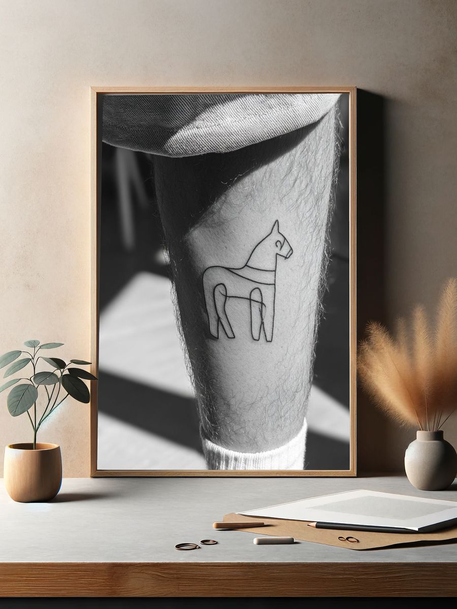 Minimalist Horse Tattoo Photography Poster. — room view 2