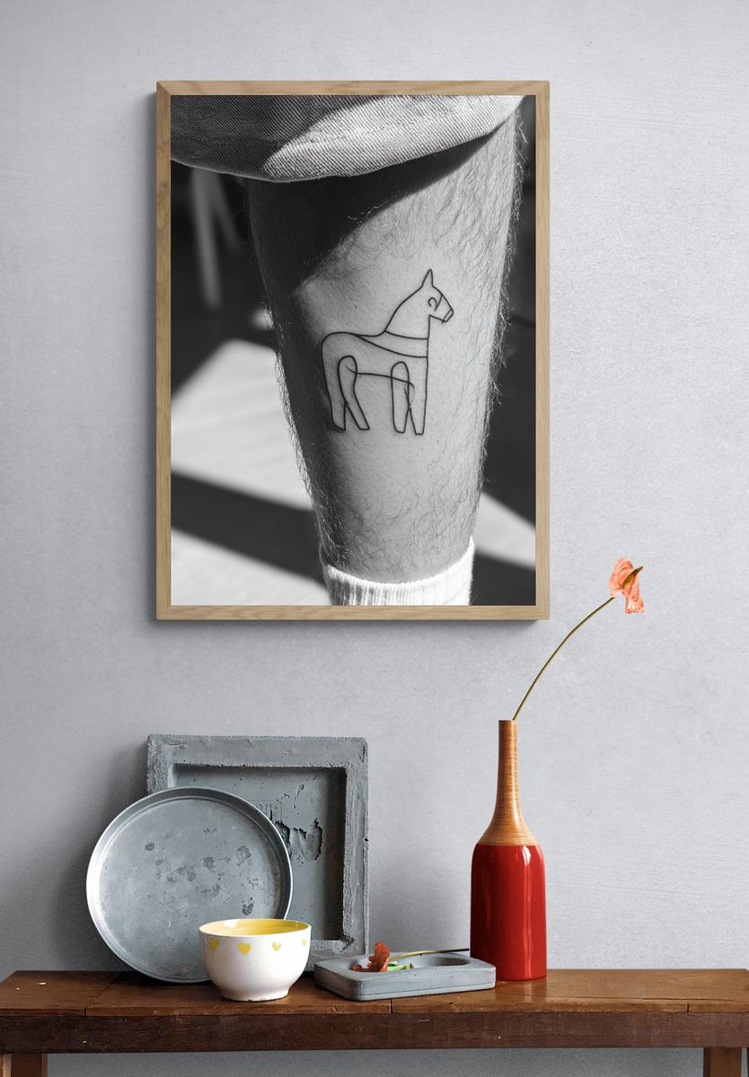 Minimalist Horse Tattoo Photography Poster. — room view 3