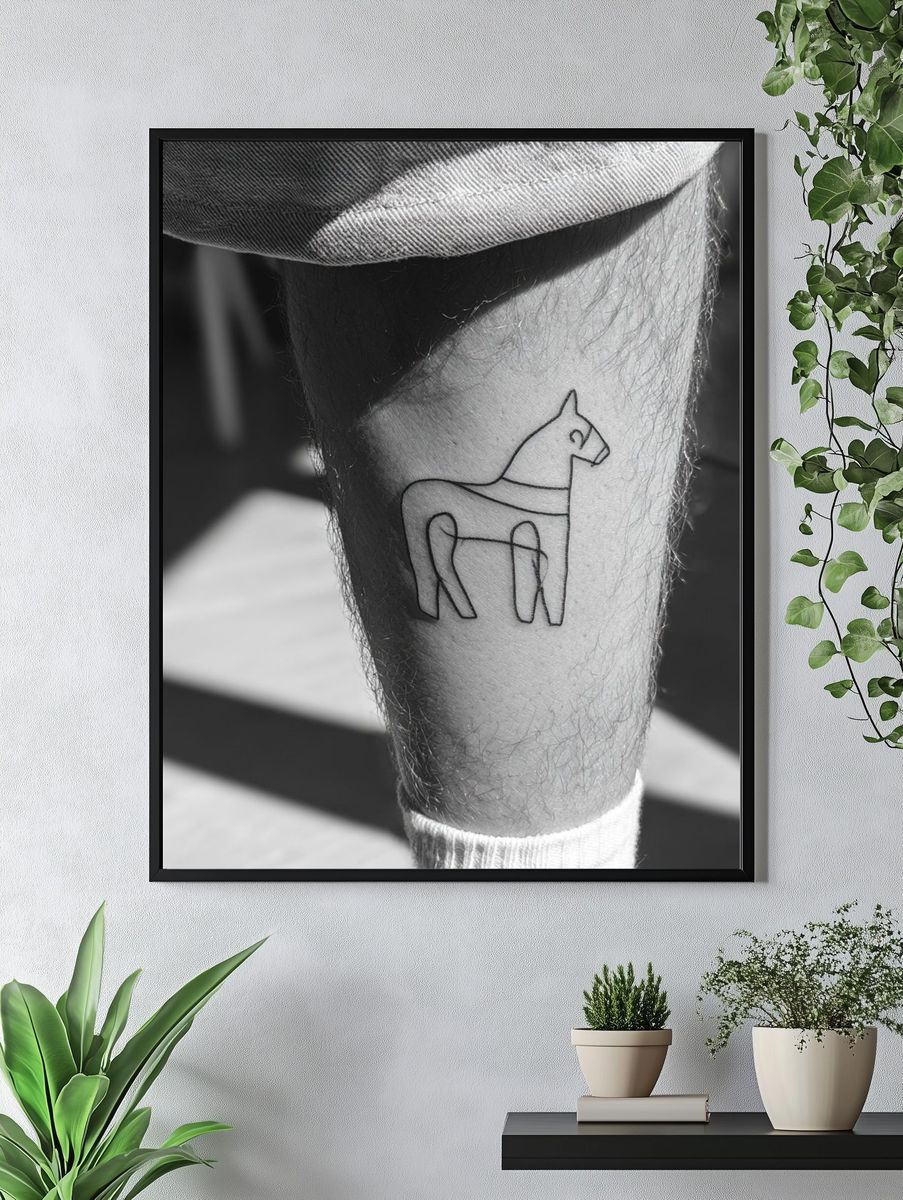 Minimalist Horse Tattoo Photography Poster. — room view 4
