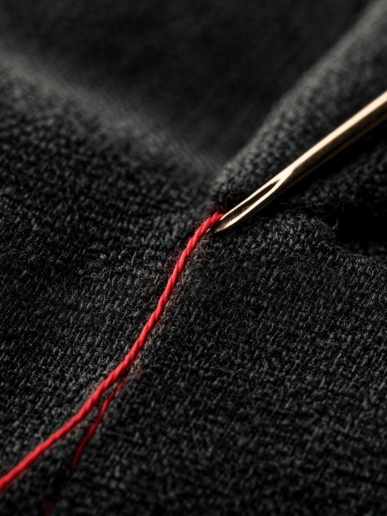 Red Thread Sewing Macro Print. poster detail