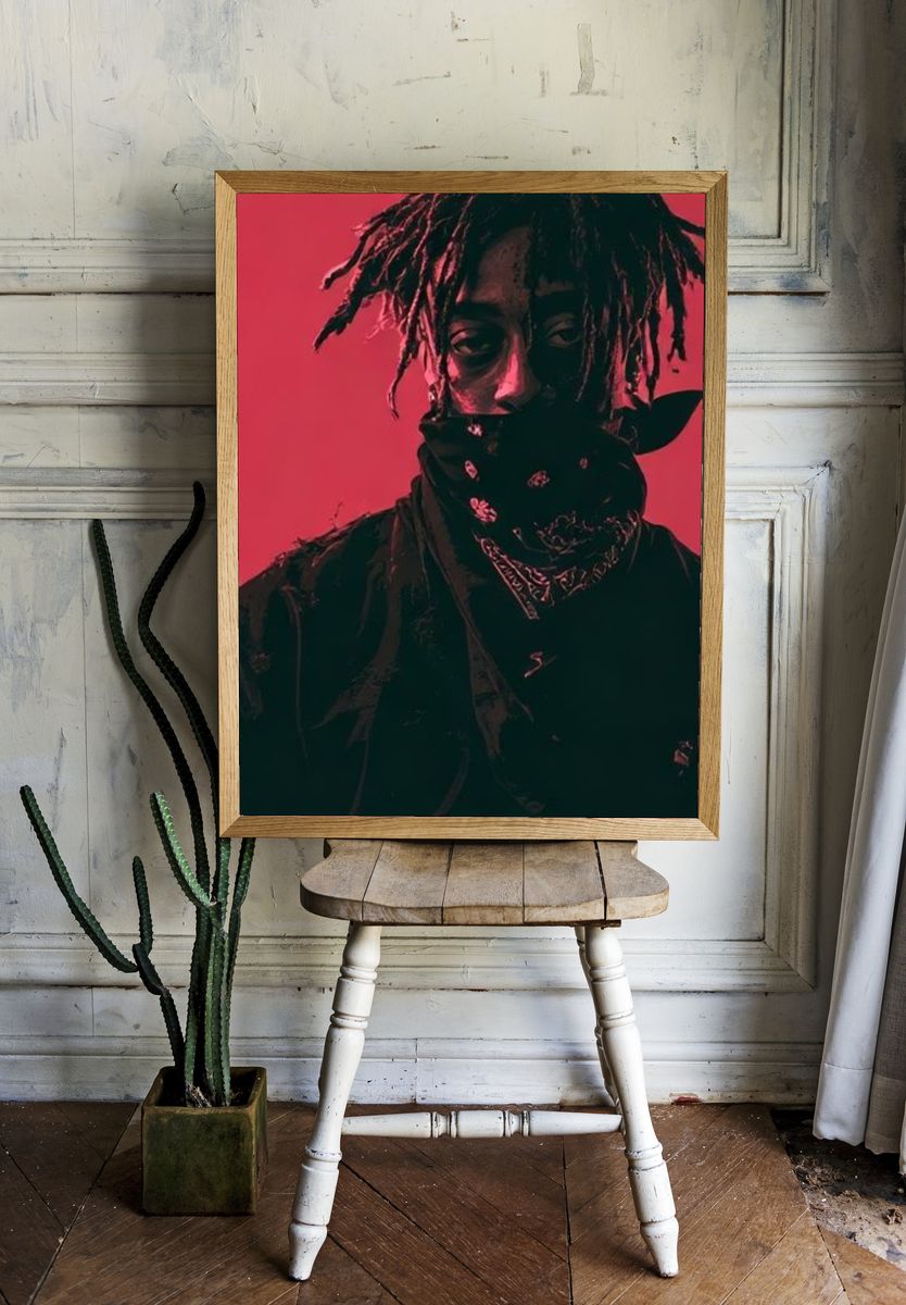 Neon Bandana Portrait Print. — room view 1
